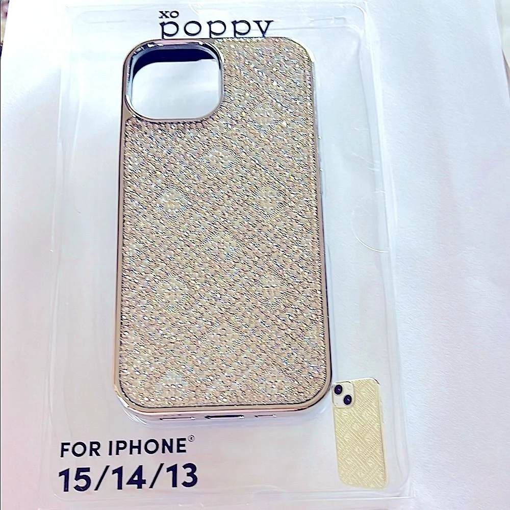 NewInpackagePoppyGlitz&GlamiPhone 15/14/13coverSilver&sparkling rhinestonesBLING